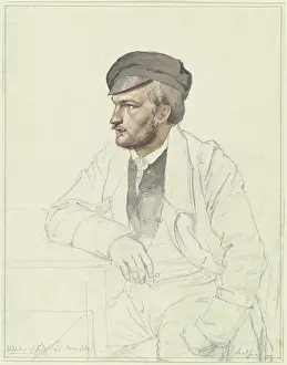 Looking Sideways Prints: Wilhelm Schulz from Darmstadt, sitting at a table, 19th century. Creator: Karl Sandhaas