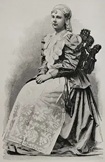 Wealthy Prints: Wilhelmina of the Netherlands, (1880-1962) in traditional costume, 1898. Creator: Unknown