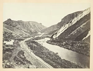 Andrew Joseph Russell Gallery: Wilhelmina's Pass, Distant View of Serrated Rocks or Devil's Slide, Weber Canon, Utah, 1868/69