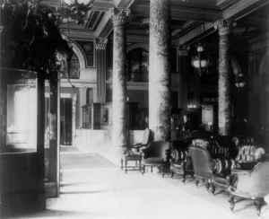 Lobby Prints: Willard Hotel, between 1890 and 1950. Creator: Frances Benjamin Johnston