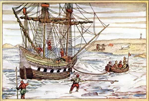 Willem Barentsz Collection: Willem Barents ship among the Arctic ice, 1594-1597
