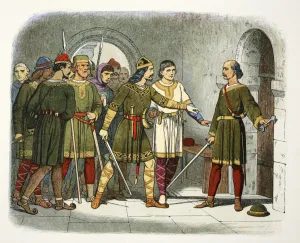 James William Edmund Prints: William de Breteuil defends the treasury, Winchester, Hampshire, 1100 (1864). Artist