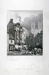 Caxton Collection: William Caxtons house in the Almonry, Westminster, London, 1827