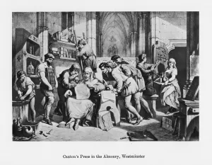 Caxton Collection: William Caxtons press in the Almonry, Westminster, 15th century, (19th century)