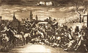William Egon of Fürstenberg attacked in his coach in Cologne in 1674, 1675. Creator: Anonymous William Egon of Fürstenberg attacked in his coach in Cologne in 1674, 1675. Creator: Anonymous