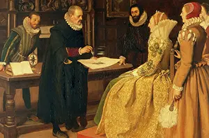 Demonstrating Prints: William Gilbert demonstrating the magnet before Queen Elizabeth