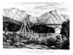 William Herschels 20ft telescope erected at Feldhausen, Cape of Good Hope, 1834-1838 (1847). Artist: G H Ford