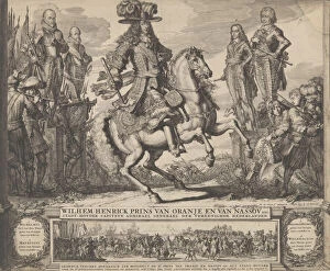 Hooghe Collection: William III as Prince of Orange, with the four preceding Stadthouders, William I, Maurice