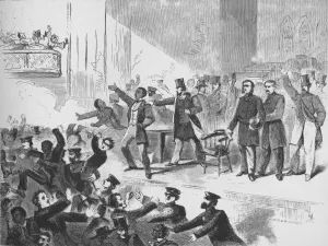 Harpers Weekly Prints: William Lloyd Garrison trying to hold a John Brown anniversary meeting in Tremont Temple