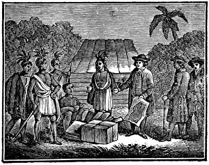 William Penn with Native Americans, English Quaker colonist, 1830