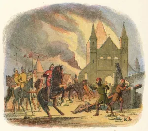 William receives a fatal hurt at Mantes, 1087 (1864). Artist: James William Edmund Doyle