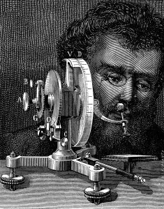 Optics Prints: William Wollastons reflecting goniometer for measuring the angles of crystals, 1874