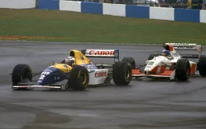 Warwick Prints: Williams Renault FW15C, Alain Prost leads Derek Warwick