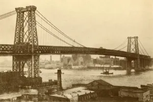 Golding Prints: Williamsburg Suspension Bridge, New York, c1930. Creator: Unknown