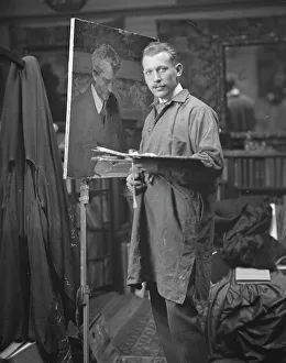 Williamson, J.M. Mr. painting an Arnold Genthe portrait, portrait photograph, not before 1915. Creator: Arnold Genthe