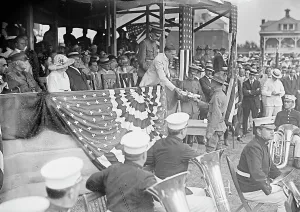 Certificates Prints: Wilson On Reviewing Stand, 1917 or 1918. Creator: Unknown