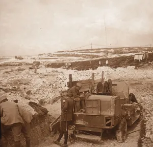 Winch Prints: Winch for barrage balloon, Genicourt, northern France, c1914-c1918