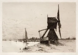 Charles Adams Platt Prints: Windmill along the Coast, 1884. Creator: Charles Adams Platt (American, 1861-1933)