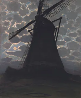 De Stijl Prints: Windmill in the evening, 1917. Creator: Mondrian, Piet (1872-1944)
