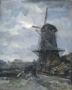 Maris Jacob Henricus Prints: Windmill by moonlight, c.1899. Creator: Jacob Henricus Maris