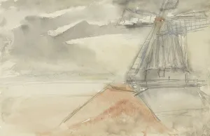 Israels Josef Prints: Windmill in moving air, 1834-1911. Creator: Jozef Israels