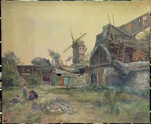 Wasteland Prints: Windmills in Montmartre, c1900. Creator: Henri-Arthur Bonnefoy