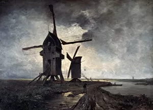 Windmills of the Surrounding Landscape of Lille, 1877. Artist: Emmanuel Lansyer
