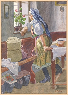 1925 Prints: At the Window, 1905-1925. Creator: Anton Frolka