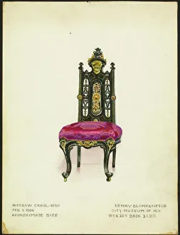 Upholstered Seat Prints: Window Chair (one of a pair), 1936. Creator: Henry Blonkenfeld