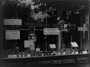 Front window - Hurlebaus Drug Store, c1900. Creator: Frances Benjamin Johnston