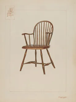Edward L Loper Prints: Windsor Bamboo-turned Chair, c. 1937. Creator: Edward L Loper
