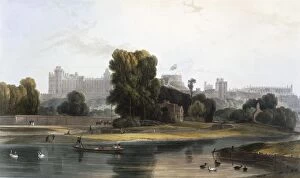 Punting Gallery: Windsor Castle from the River Thames at Eton, c1827-30. Creator: William Daniell (1769-1837)