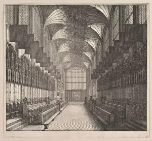 Choir Stall Prints: Windsor Castle, St. Georges Chapel, Choir, 1663. Creator: Wenceslaus Hollar