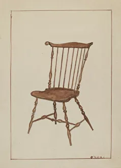 Woodcarving Prints: Windsor Chair, 1935/1942. Creator: Florence Neal