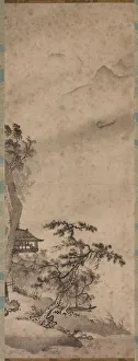 Muromachi Period Prints: Windy Landscape with Sailboat, mid-1400s. Creator: Unknown