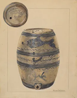 Wine Vessel Prints: Wine Cask, c. 1936. Creator: Yolande Delasser