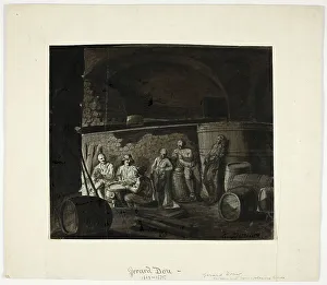 Dunald Mill Hole Prints: Wine Cellar with Men Playing Cards, 18th century. Creator: Gerrit Dou