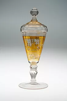 Czechoslovakian Gallery: Wine Glass and Cover, Bohemia, c. 1730. Creator: Bohemia Glass