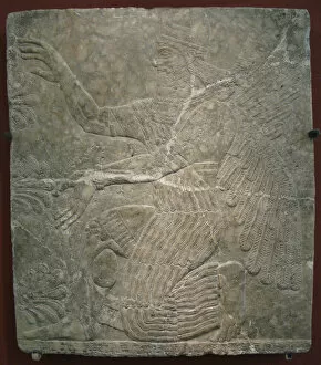 Assyrian Art Gallery: Winged deity by the sacred tree. Relief from the palace of Ashurnasirpal II at Kalhu, Nimrud