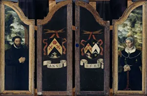 Panels Prints: Two Wings of a Triptych with the Portraits of Julien de Brouckere and his Wife Elisabeth Canneel