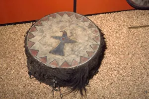Drum Prints: Winnebago Tribe, North American Indian Double headed Drum