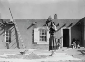Tewa Prints: Winnowing wheat, c1905. Creator: Edward Sheriff Curtis