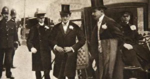 Hugh Cecil Prints: Winston Churchill arriving at the doors of St Margarets
