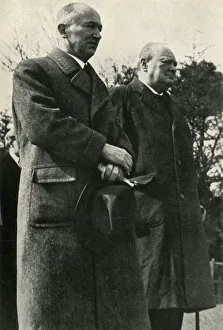 Eduard Prints: Winston Churchill and President Benes, c1940s, (1947). Creator: Unknown