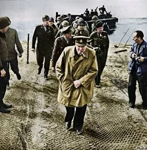 Bernard Law Montgomery Gallery: Winston Churchill across the Rhine. Outwards into Germany! Onwards to Victory!, 1945