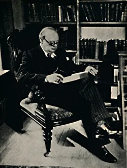 Winston Spencer Churchill in His Library, 1945. Creator: Unknown