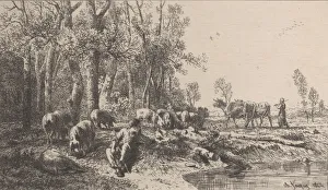 Herdswoman Prints: Winter, 1865. Creator: Charles Emile Jacque