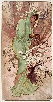 Alfons Maria Prints: Winter, 1896. Artist: Alphonse Mucha