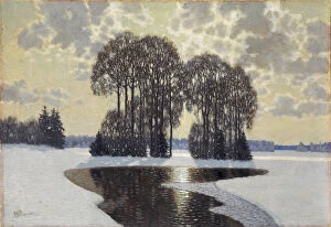 Oil On Cardboard Gallery: Winter, c. 1910. Artist: Purvitis, Vilhelms (1872-1945)