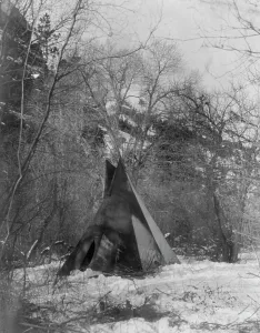 The winter camp. c1908. Creator: Edward Sheriff Curtis